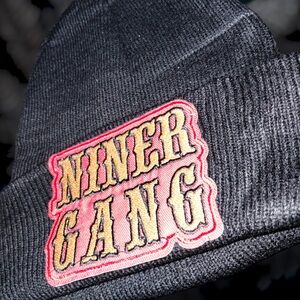 Cotton On Black Beanie with Red Patch